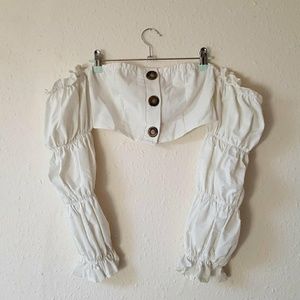 Bustier puff sleeve crop top NWOT
